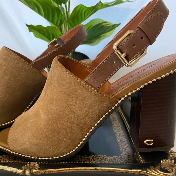 Coach Shoes - Coach Maxine Sling Back Suede Sandal, Beige Size 11